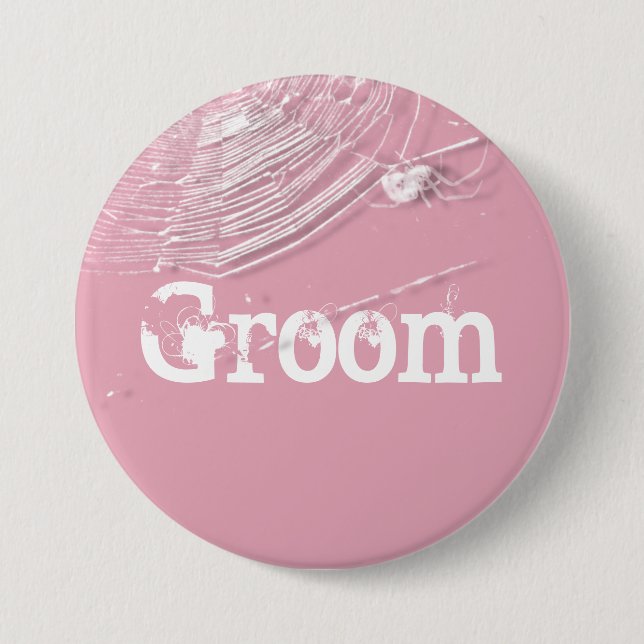 Cobwebs and White Spiders Groom 7.5 Cm Round Badge (Front)
