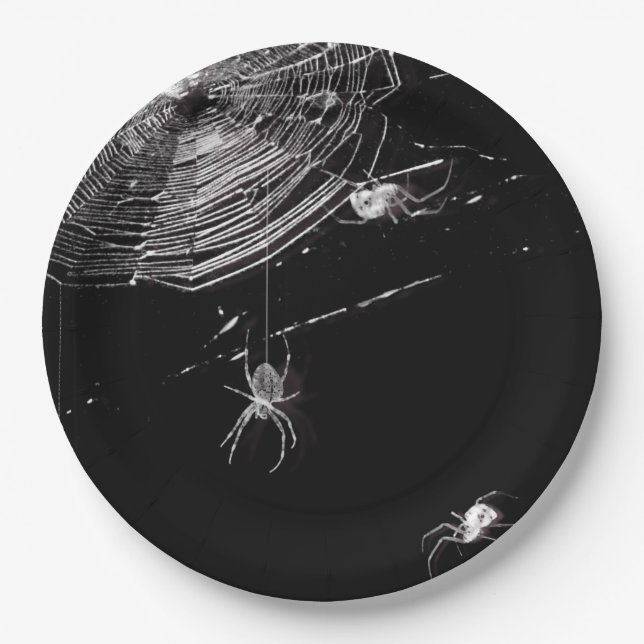 Cobwebs and White Spiders Paper Plate (Front)