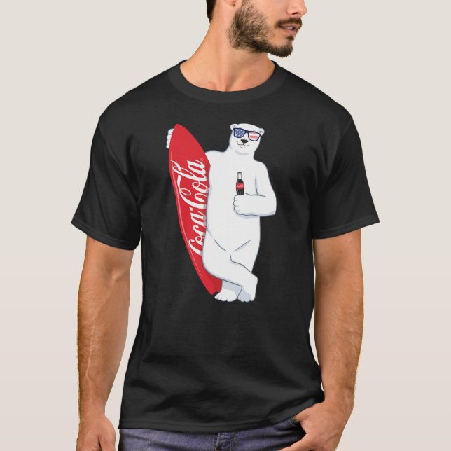 Coca-Cola American Flag Polar Bear Surfer T-Shirt (Front)