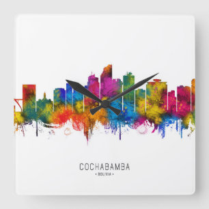 Cochabamba Bolivia Skyline Square Wall Clock