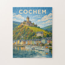 Cochem Germany Vintage Travel Art