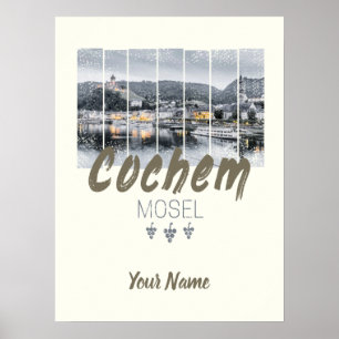 Cochem on the Moselle Germany Vintage Souvenir Poster