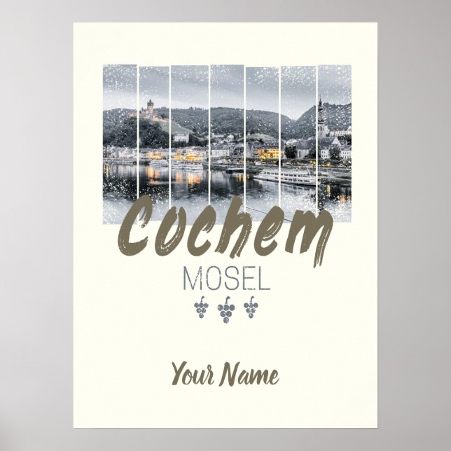 Cochem on the Moselle Germany Vintage Souvenir Poster (Front)