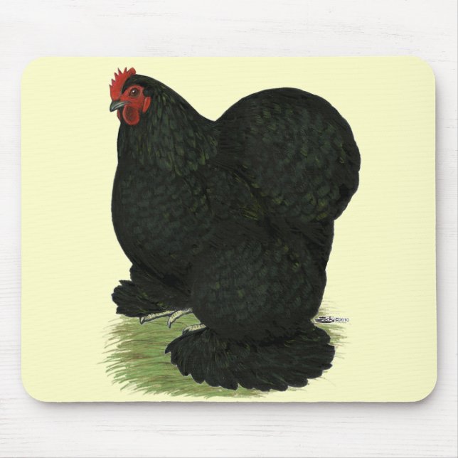 Cochin:  Black Hen Mouse Mat (Front)