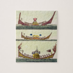 Cochin Chinese ships, illustration from 'Le Costum Jigsaw Puzzle