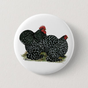 Cochin Mottled Chickens 6 Cm Round Badge