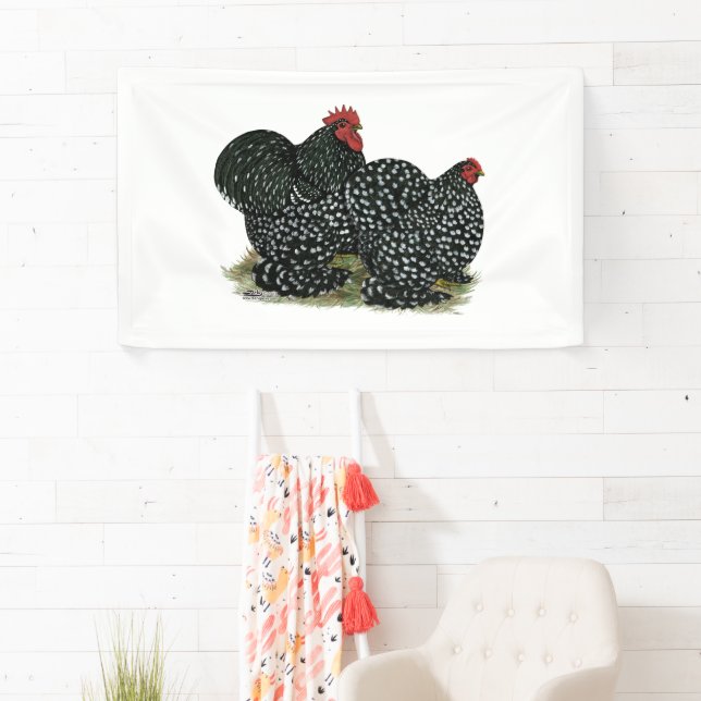 Cochin Mottled Chickens Banner (Insitu)