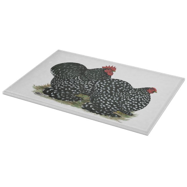 Cochin Mottled Chickens Cutting Board (Corner)