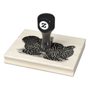 Cochin Mottled Chickens Rubber Stamp