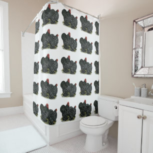 Cochin Mottled Chickens Shower Curtain