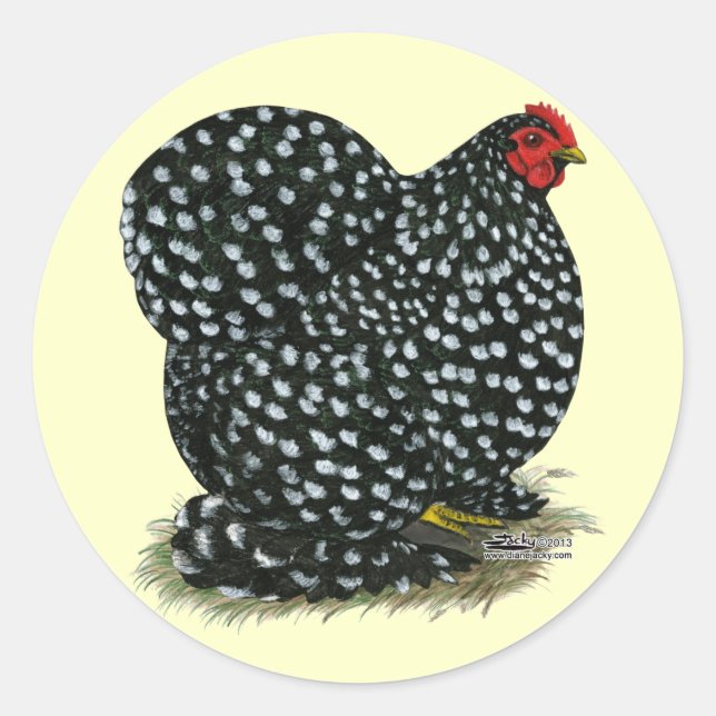 Cochin Mottled Hen Classic Round Sticker (Front)