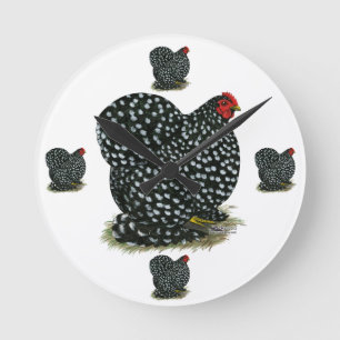 Cochin Mottled Hen Round Clock