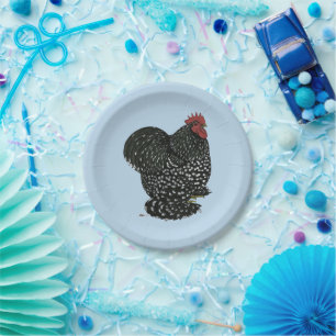 Cochin: Mottled Rooster Paper Plate