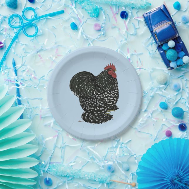 Cochin:  Mottled Rooster Paper Plate (Party)