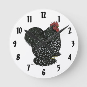 Cochin: Mottled Rooster Round Clock
