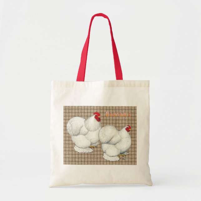 Cochin:  White Bantams Tote Bag (Front)