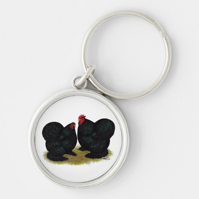 Cochins Black Bantam Pair Key Ring (Front)