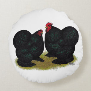 Cochins Black Bantam Pair Round Cushion