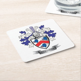 Cochran Family Crest Coat of Arms Square Paper Coaster