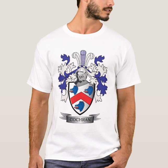 Cochran Family Crest Coat of Arms T-Shirt (Front)