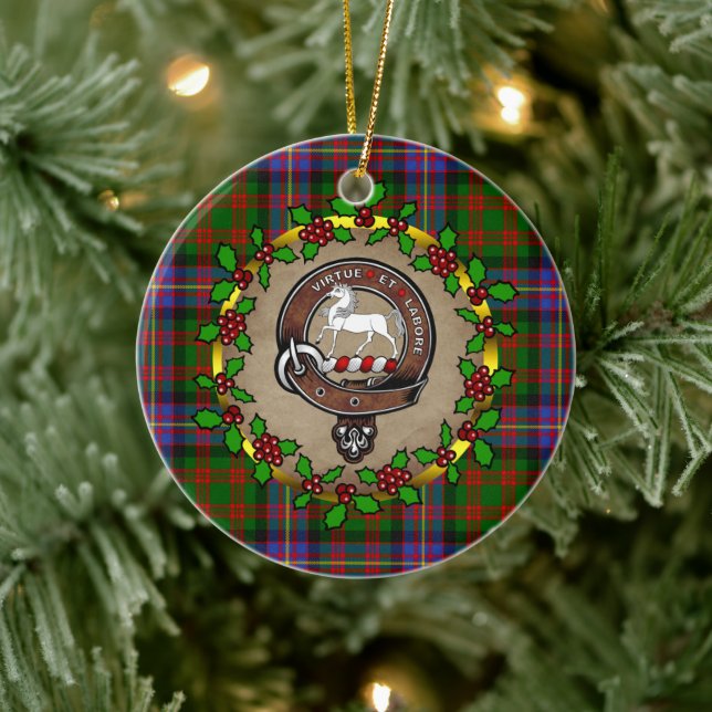 Cochrane Clan Badge & Tartan Personalised Xmas Ceramic Tree Decoration (Tree)