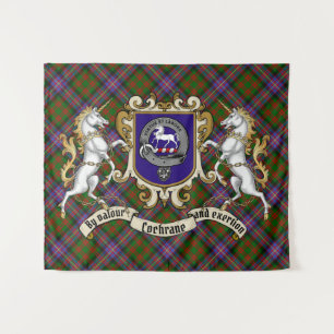 Cochrane Clan Badge & Unicorns w/Tartan Tapestry