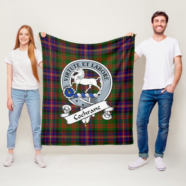 Cochrane Modern Clan Badge Tartan Plaid Fleece Blanket (In Situ)
