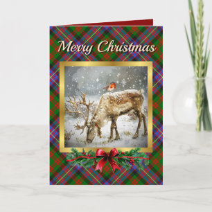 Cochrane Stag & Robin Tartan Personalised  Holiday Card