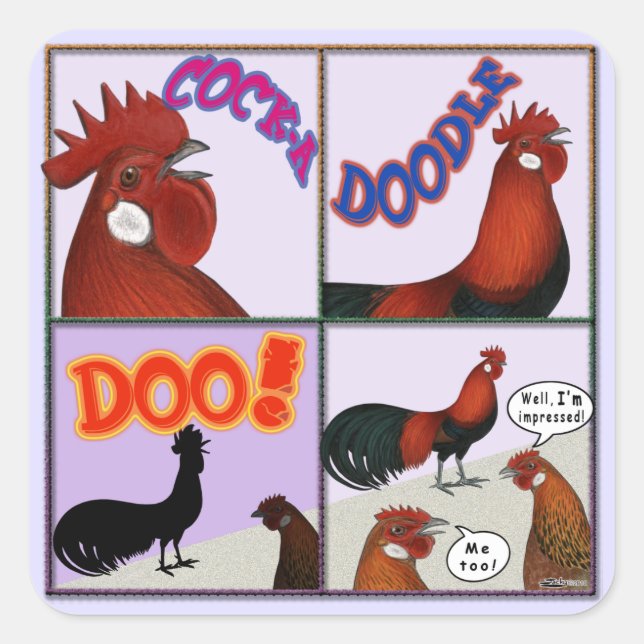Cock-A-Doodle-Doo! Square Sticker (Front)