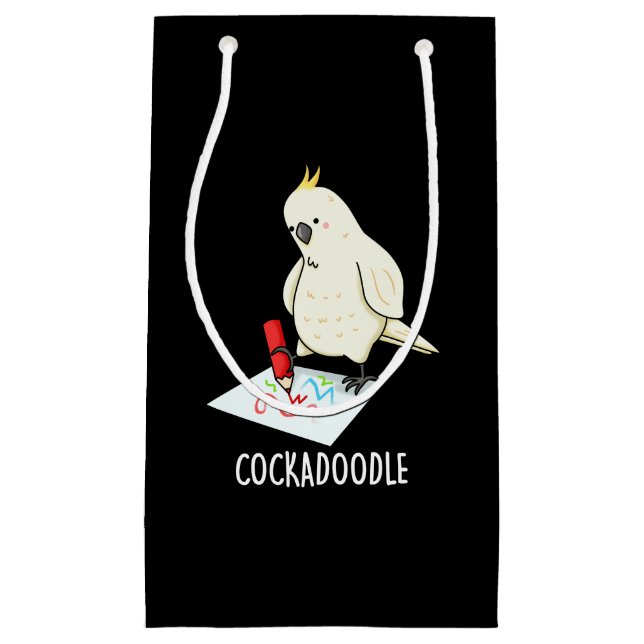 Cockadoodle Funny Cockatoo Pun Dark BG Small Gift Bag (Front)