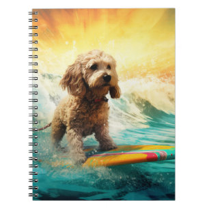 Cockapoo Beach Surfing Painting  Notebook