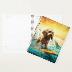Cockapoo Beach Surfing Painting  Planner