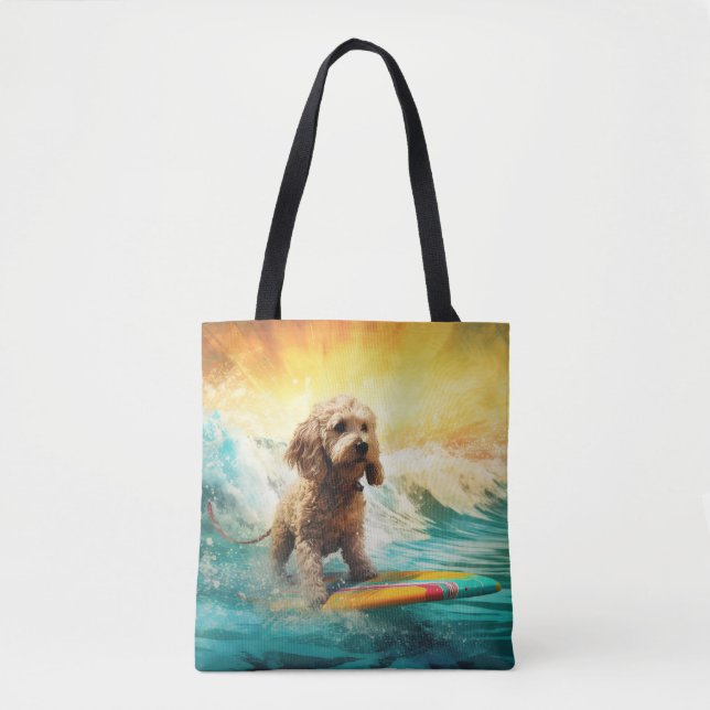 Cockapoo Beach Surfing Painting  Tote Bag (Front)