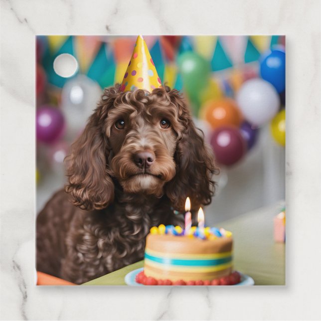 Cockapoo Birthday Party Favour Tags (Front)