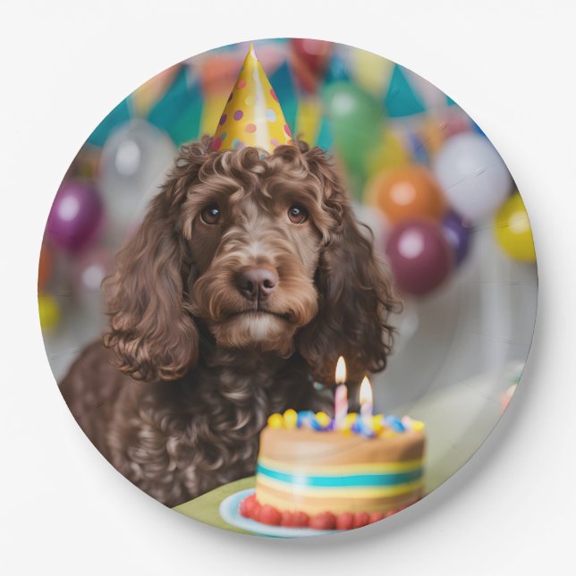 Cockapoo Birthday Party Paper Plate (Front)