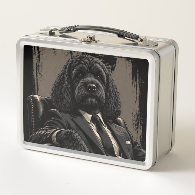 Cockapoo Boss Dog Lunchbox – Vintage Style (Front)