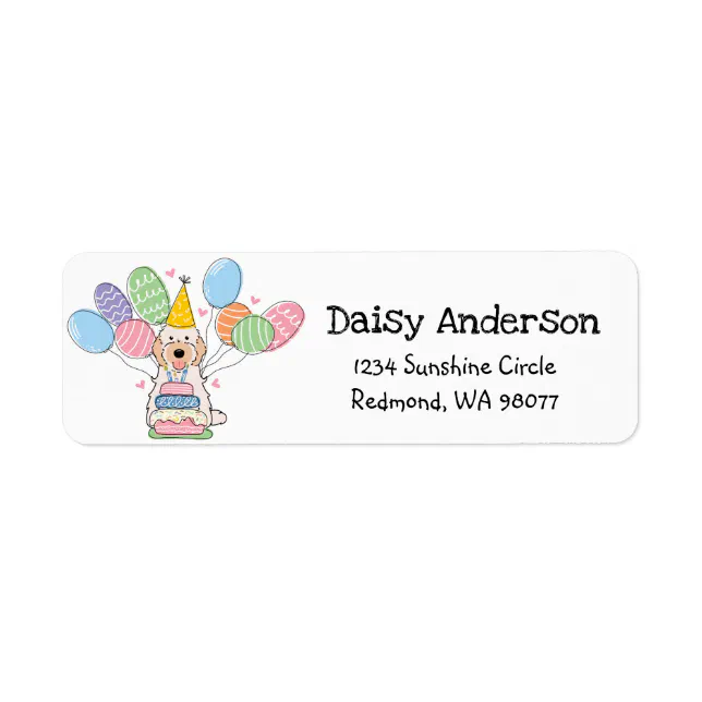 Cockapoo Cavapoo Birthday Party Return Address | Zazzle