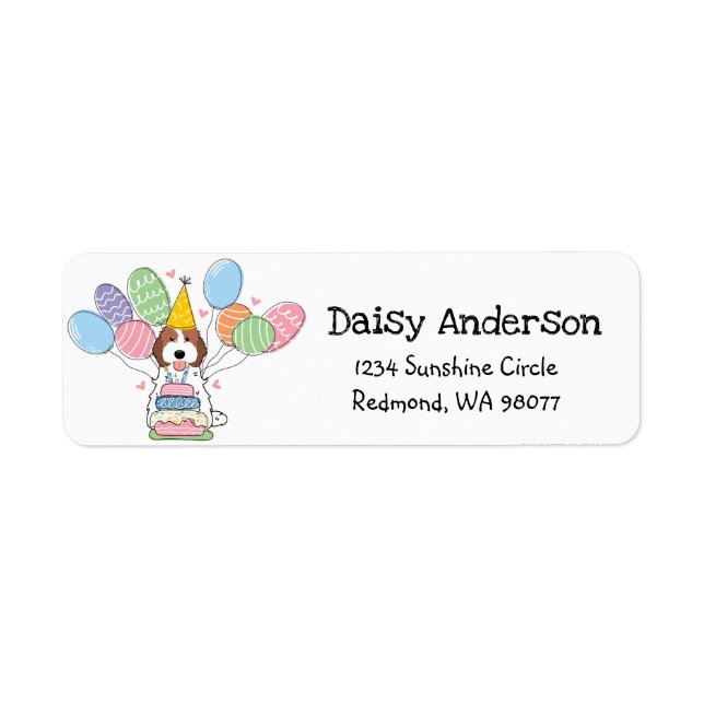Cockapoo Cavapoo Birthday Party Return Address (Front)