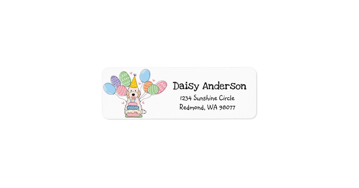 Cockapoo Cavapoo Birthday Party Return Address | Zazzle