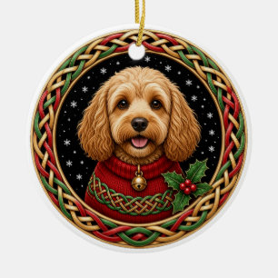 Cockapoo Celtic Knot Sweater Christmas Ceramic Tree Decoration