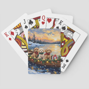 Cockapoo Christmas Boat Holiday Playing Cards