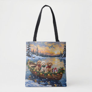 Cockapoo Christmas Boat Holiday Tote Bag