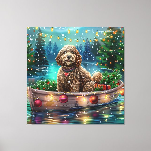 Cockapoo Christmas Festive Voyage Canvas Print (Front)