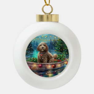 Cockapoo Christmas Festive Voyage Ceramic Ball Christmas Ornament