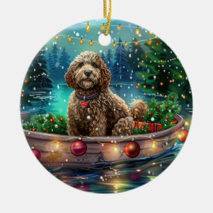 Cockapoo Christmas Festive Voyage Ceramic Tree Decoration