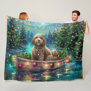 Cockapoo Christmas Festive Voyage Fleece Blanket