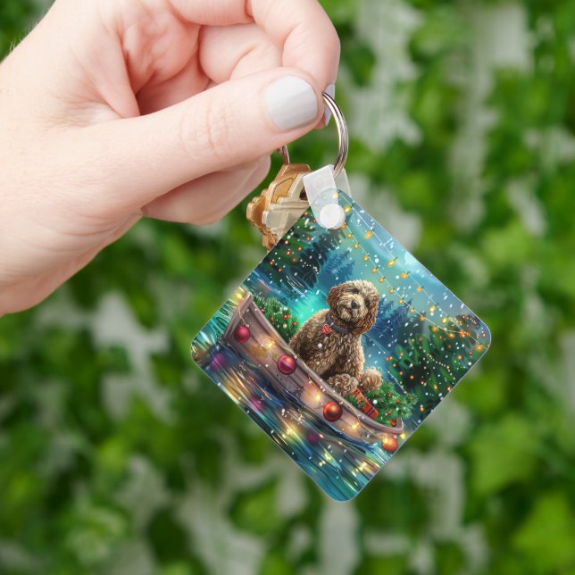 Cockapoo Christmas Festive Voyage Key Ring (Hand)
