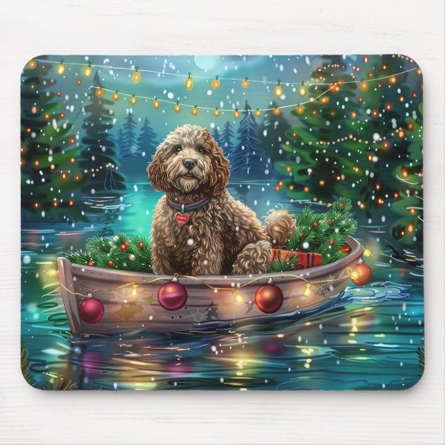 Cockapoo Christmas Festive Voyage Mouse Mat (Front)