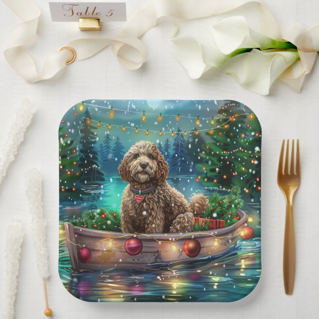 Cockapoo Christmas Festive Voyage Paper Plate (Wedding)