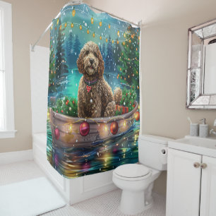 Cockapoo Christmas Festive Voyage Shower Curtain